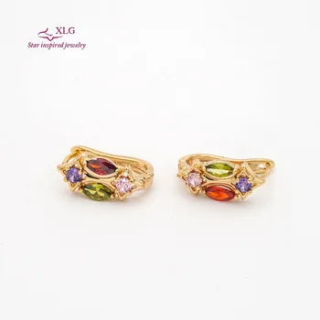 Latest Designs Colorful Crystal 18K Rose Gold Earrings For Women