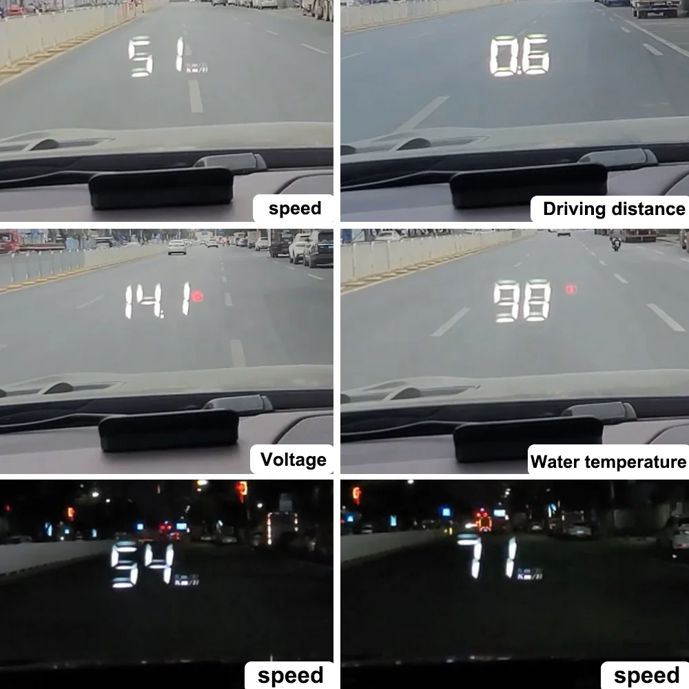 WiiYii M3 Factory Car HUD Windshield Window Display Speed Water Temperature Speed Heads up Display OBD2 for Vehicles