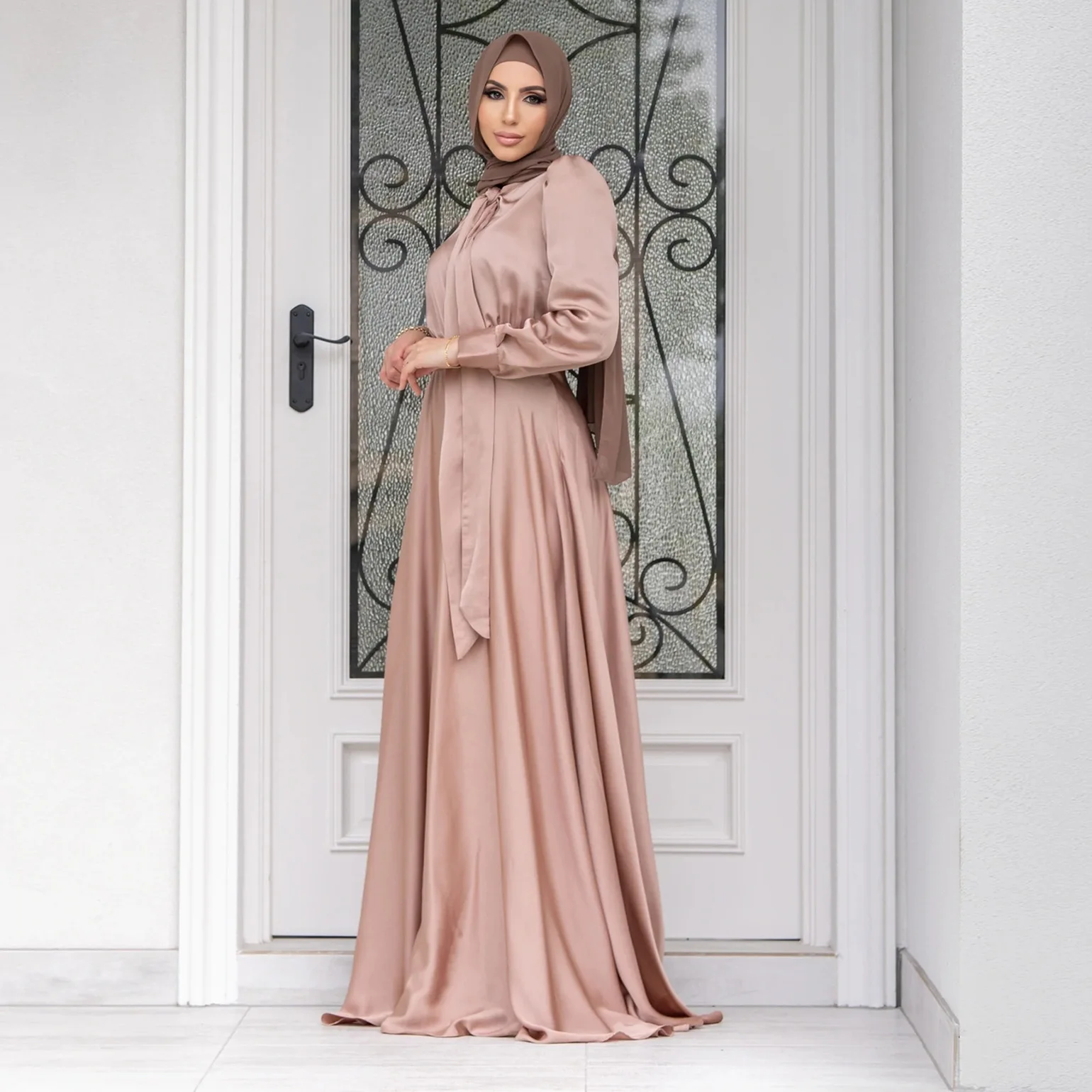 chinese dress ladies Dark Blue Long Sleeve Velvet Hijab Clothing Muslim Evening Ottoman Caf   Sultan Dress