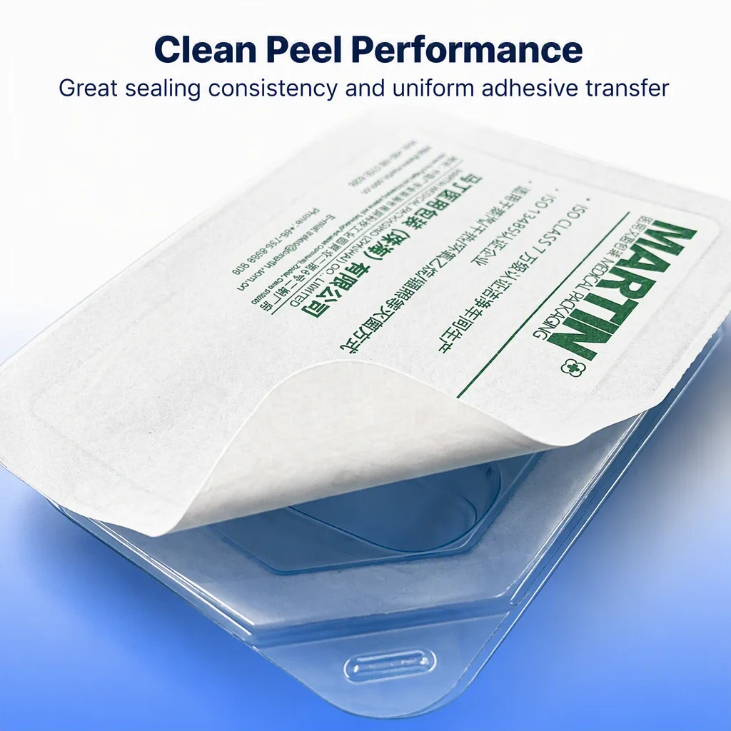 EO Gamma Sterilizable Tyvek Coated Lidstock Peelable Sealing Lids for Thermoformed Medical Trays ISO 11607 Certified Printing