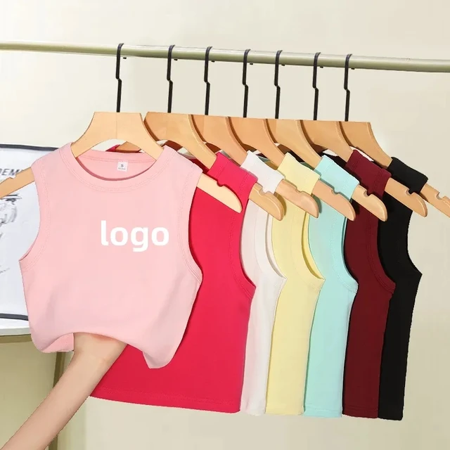 Custom Women's Basic Sleeveless Crop Tank Tops Print Logo Lady Girls Daily Wearing Sports Crop Top