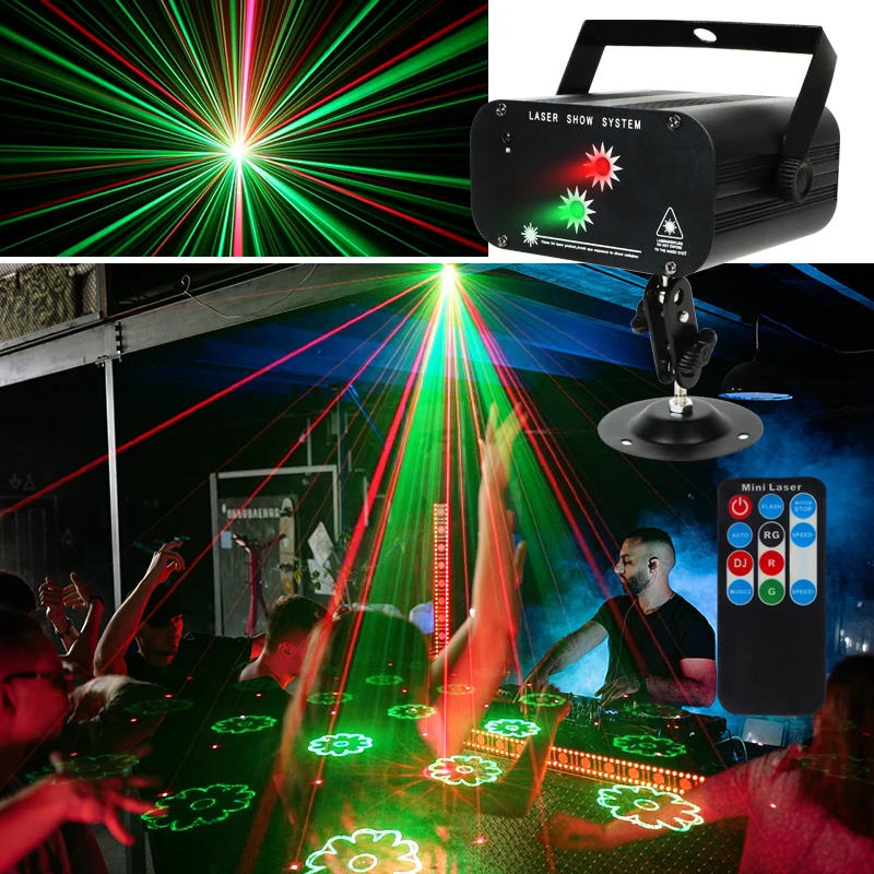 YSH Mini 2-Eyes Disco Beam Projector 48 Patterns Warm White/White Laser Stage Light Spotlights for Iron KTV Night Club DJ Sound