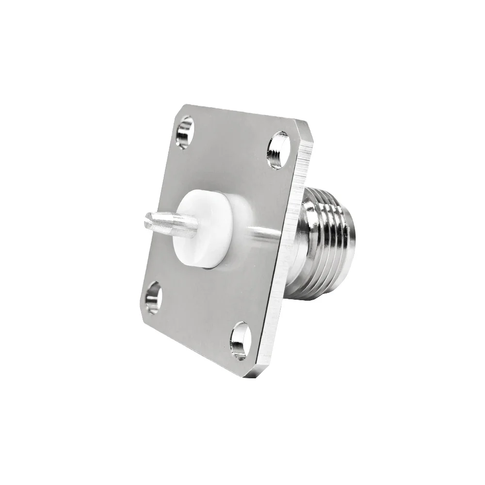 RF Flange Coaxial 50Ohm Connector N Female 4-hole Panel Mount Cable Connector to QC Male Plug Coax Adapter