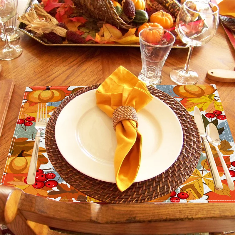 Wholesale Washable Thanksgiving Autumn Placemats Print Table Place Mats ...