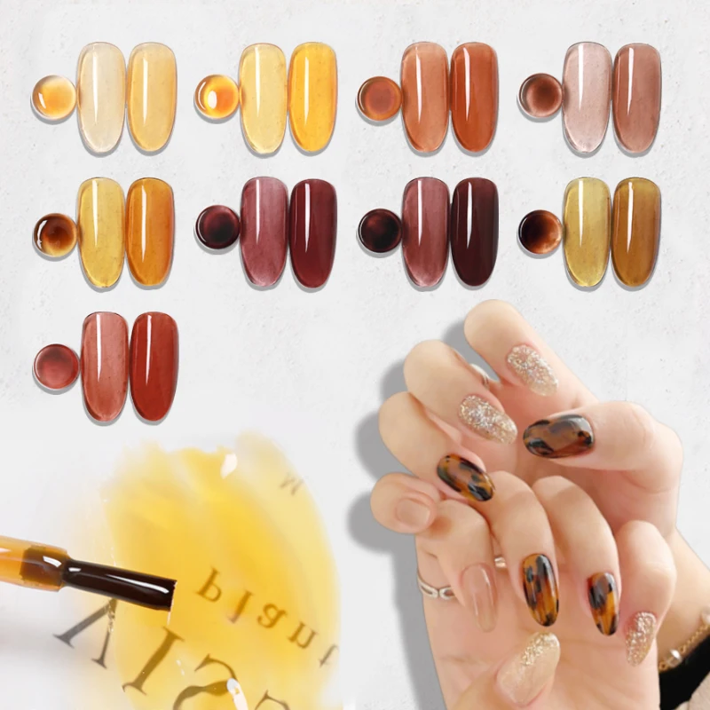 RTS 8ML Semi Permanent Dull Color Gel Polish Translucent Manicuring UV LED Crystal Soak Off Jelly UV Gel Nail Polish