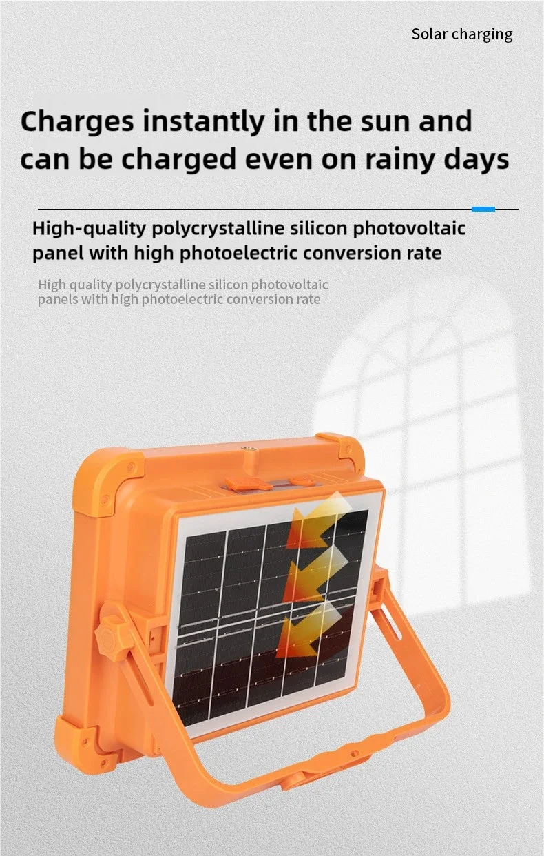 Ultra-Bright Solar Powered for Bluetooth Speaker with Portable Floodlight for Indoor & Outdoor Emergency Lighting