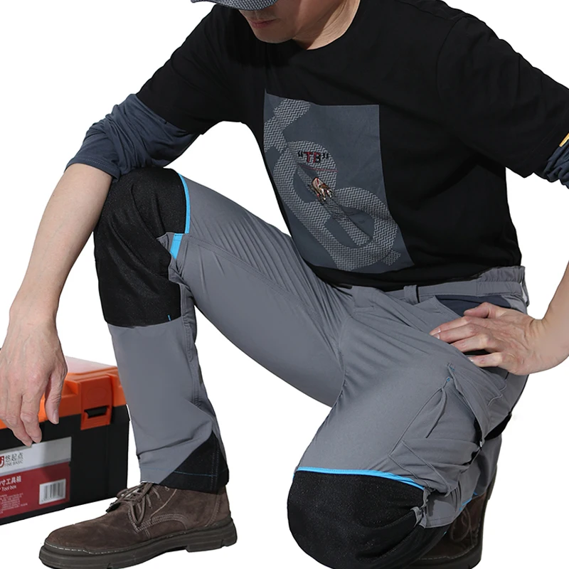 4-сторонние эластичные рабочие брюки с несколькими карманами износостойкие походные брюки мужские брюки-карго с наколенниками