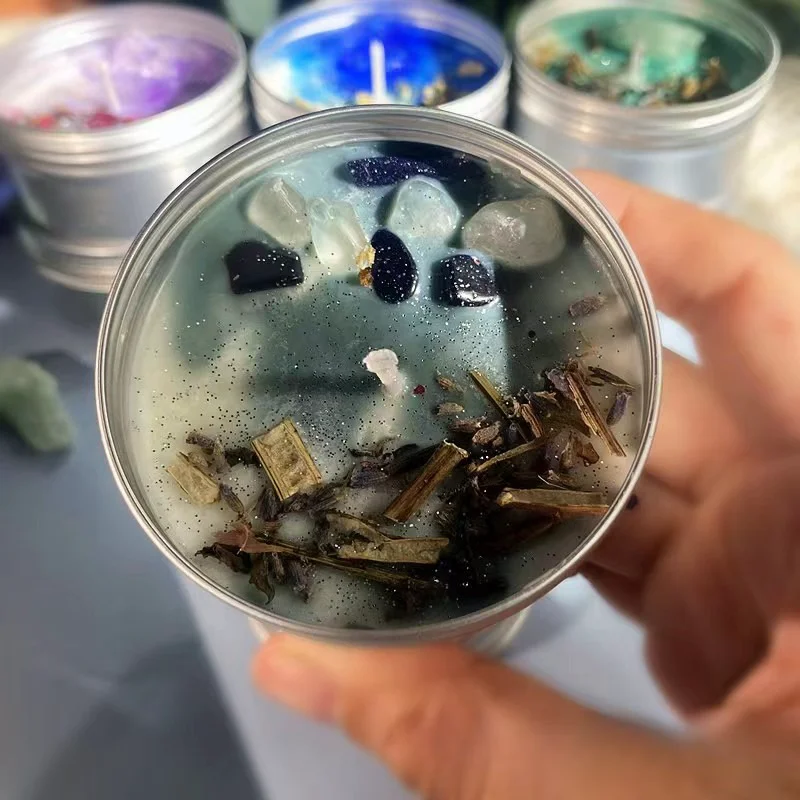 Private Label Wholesale Glass Tin Votive High Quality Crystal Amethyst