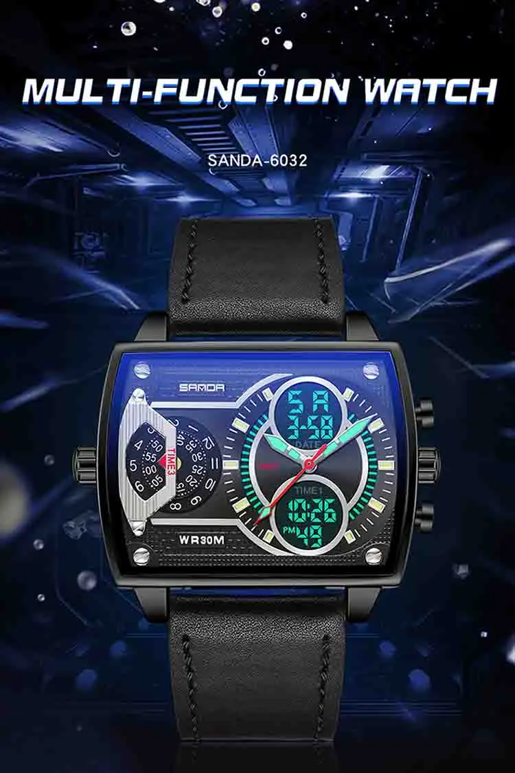 SANDA 6032 new design personalized male digital watch hot sale