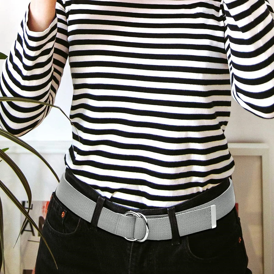 Durable Waterproof Training Canvas Web Belt Metal Double Buckle Men Women Casual Cloth Tactical Belt