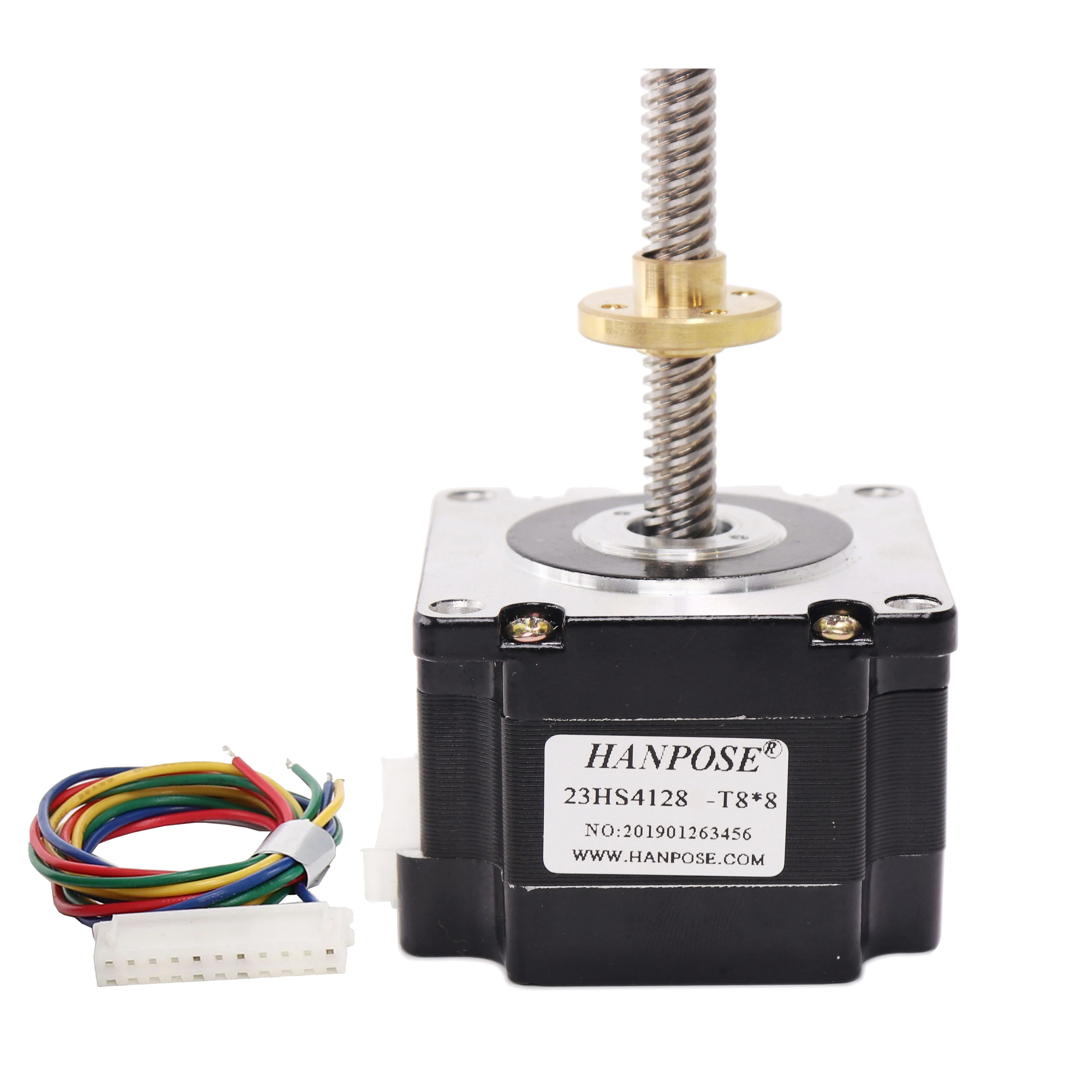 Nema 23 trinmotor 23HS4128-T8*8 skrue, 300 mm lineære aktuatorer, 55 N·cm lineær trinmotor med kobbermøtrik, fremføringshybridmotor