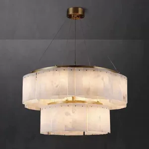Spanish Natural Marble Chandelier Luxury Copper Material Designer Lamp for Living Room Restaurant Bedroom or Villa