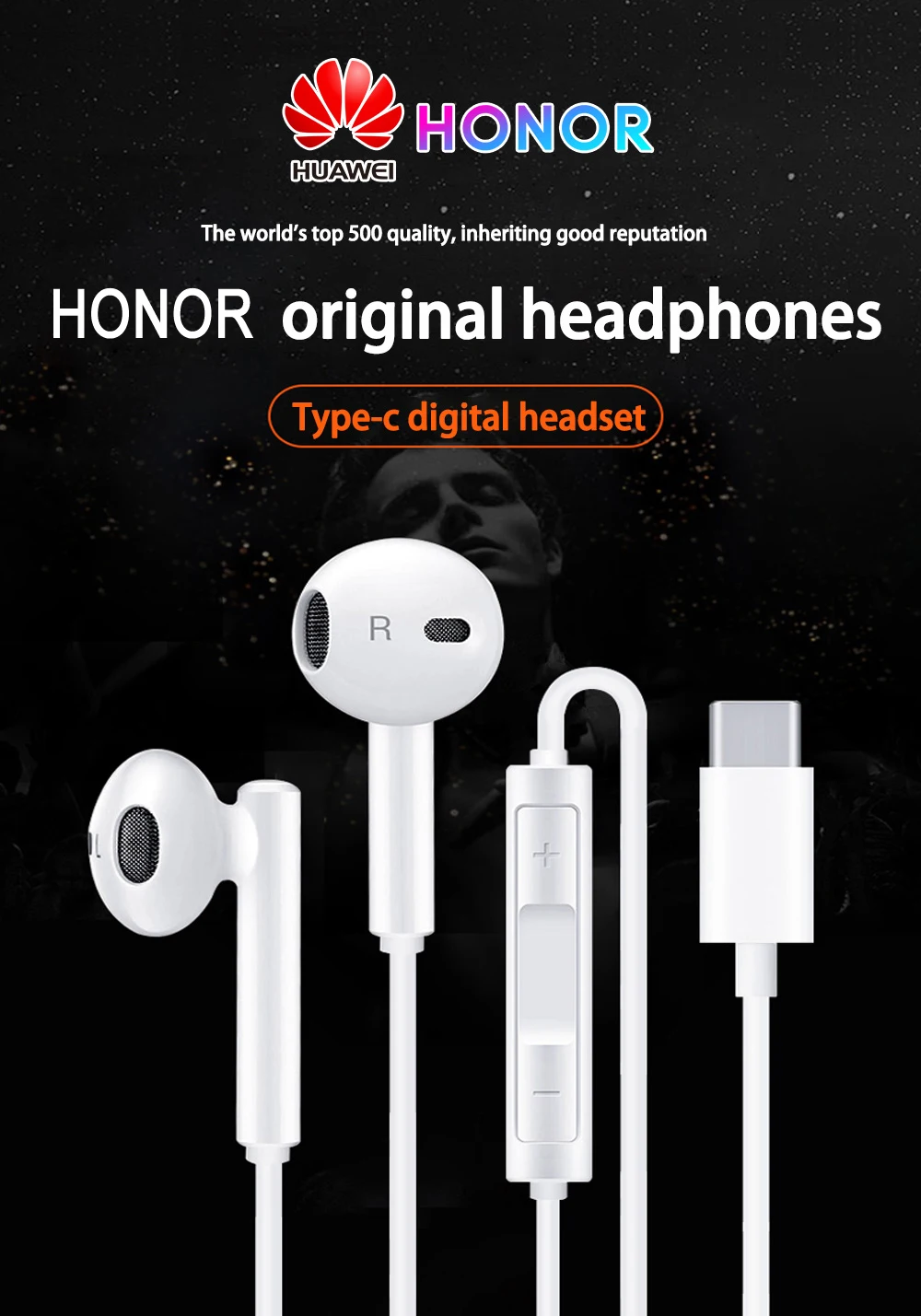 HUAWEI Honor AM33 Headphones in-Ear Earphones with Mic