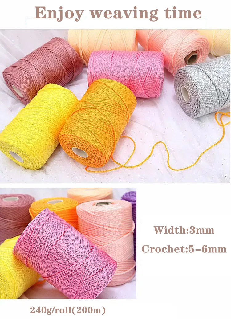240g Light Viscose Ice Rope 3mm Polyester Yarn Nylon Ice Yarn for Knitting