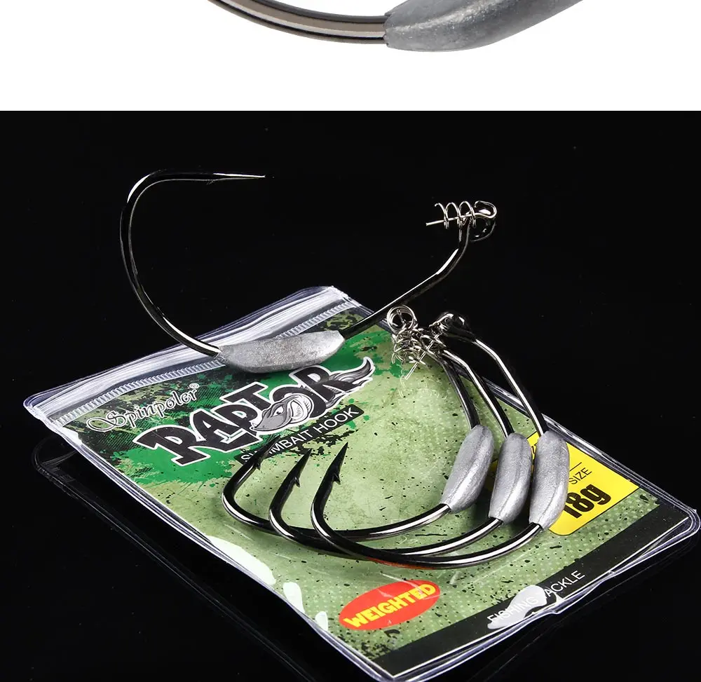 Spinpoler Carbon Steel Fishing Hooks With Spring Lock Weighted Swimbait ...