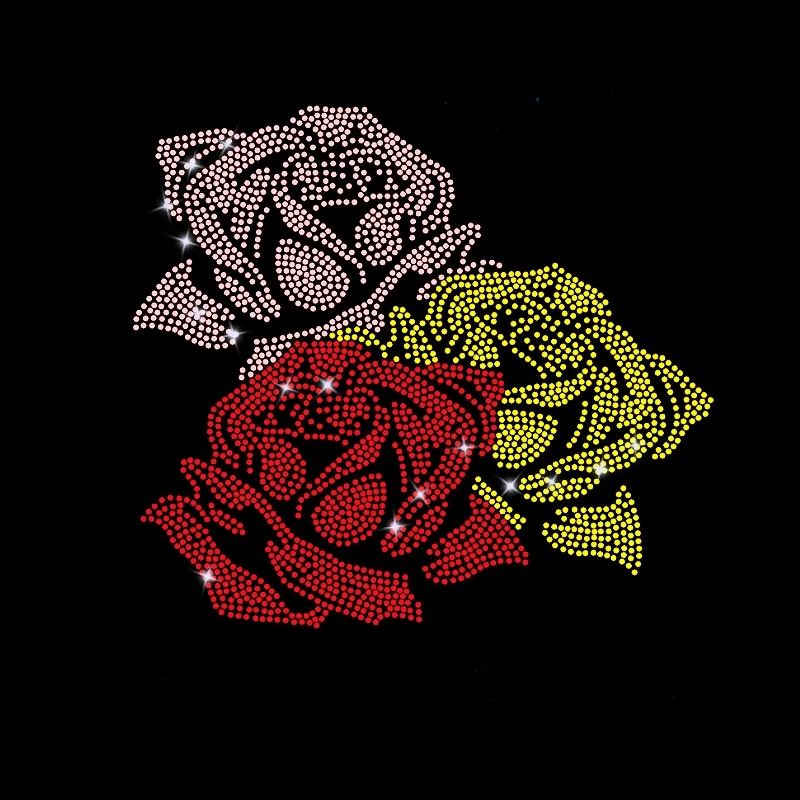 Free sample Custom hotfix rhinestone transfer pattern bling iron on transfer flower
