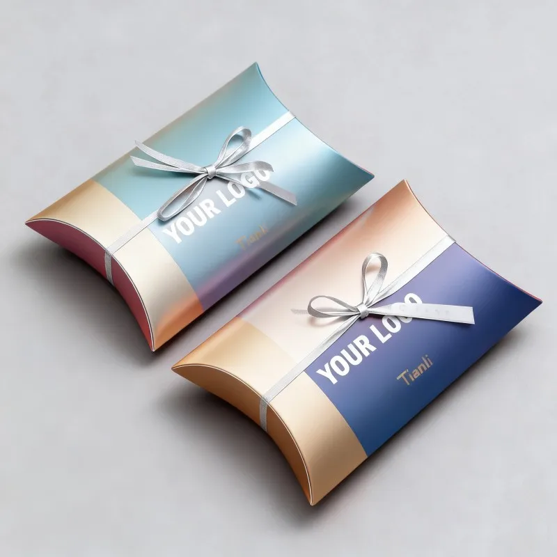 Caixa de Papel Biodegradável em Forma de Travesseiro, Personalizável e Reciclável, para Embalagem de Doces, Chocolate, Lanches e Sobremesas, Ideal para Casamentos
