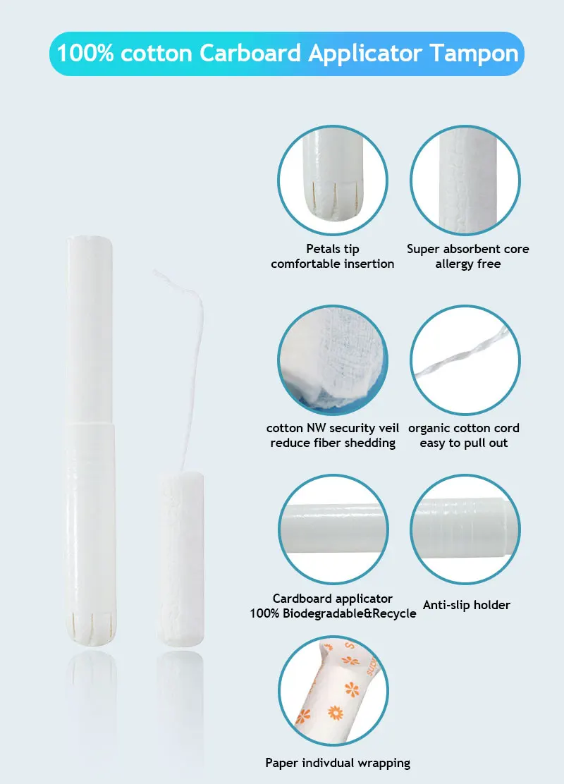 High Quality Vaginal Organic Tampons With Applicator Waterproof Swimming High Flow Menstrual