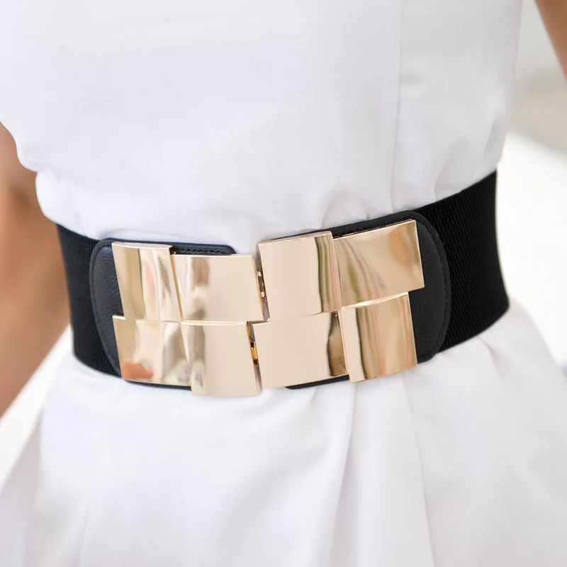 Wide Gold Belt for Dress Stylish Plus Size Accessory