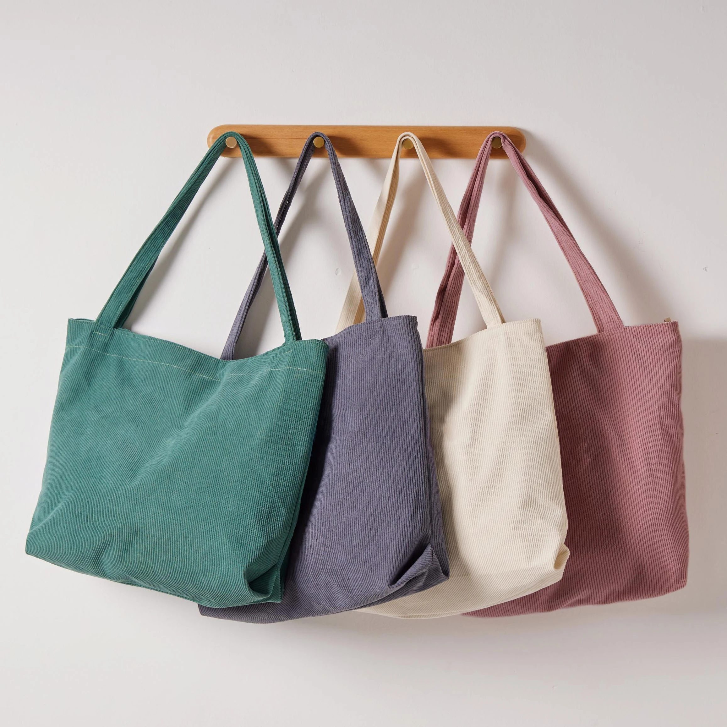 Customized Retro Style Corduroy One Shoulder Reusable Daily Life Shopping Tote Bag