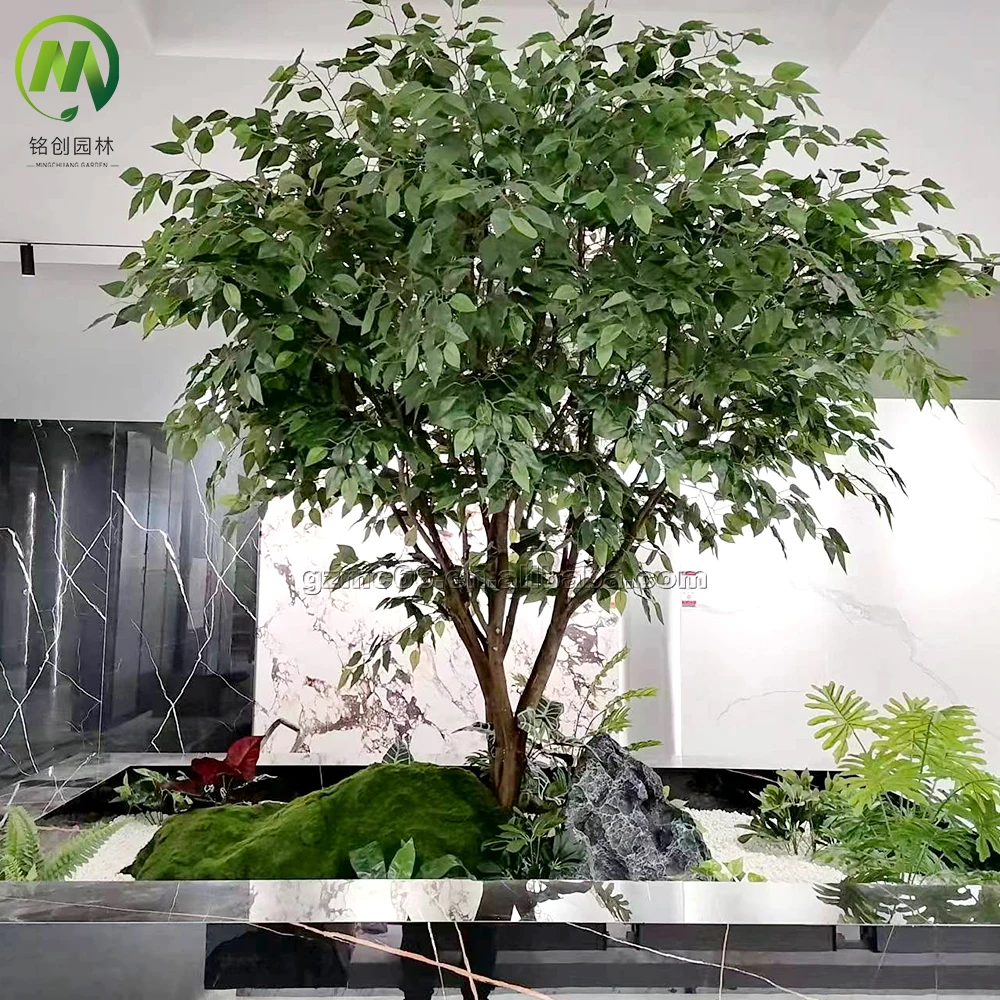 Landscaping Long-lasting Ornamental Green Plant Artificial Green Plant Big  Artificial Ficus Tree for Indoor Decorative