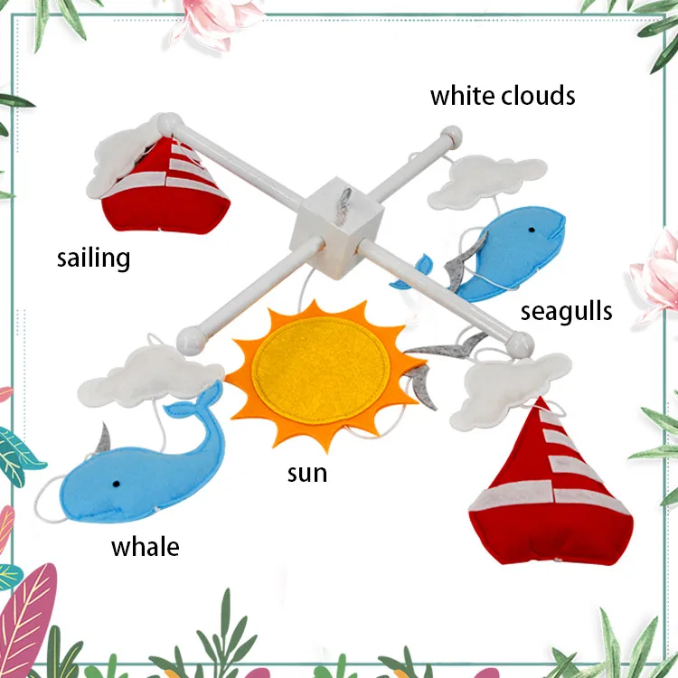 Лидер продаж, мобиль для детской кроватки, войлочный подвесной мобиль, игрушки для детской кроватки, музыкальная вешалка для детской кроватки