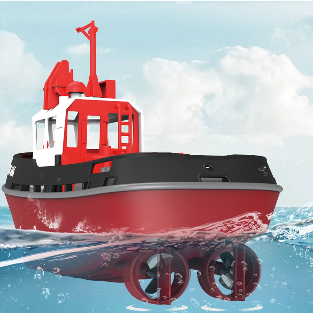 Remote Control Tugboat 1:72 Electric Boat Water Toy Charging Battery Operated Simulation RC Cargo Ship Model Toy