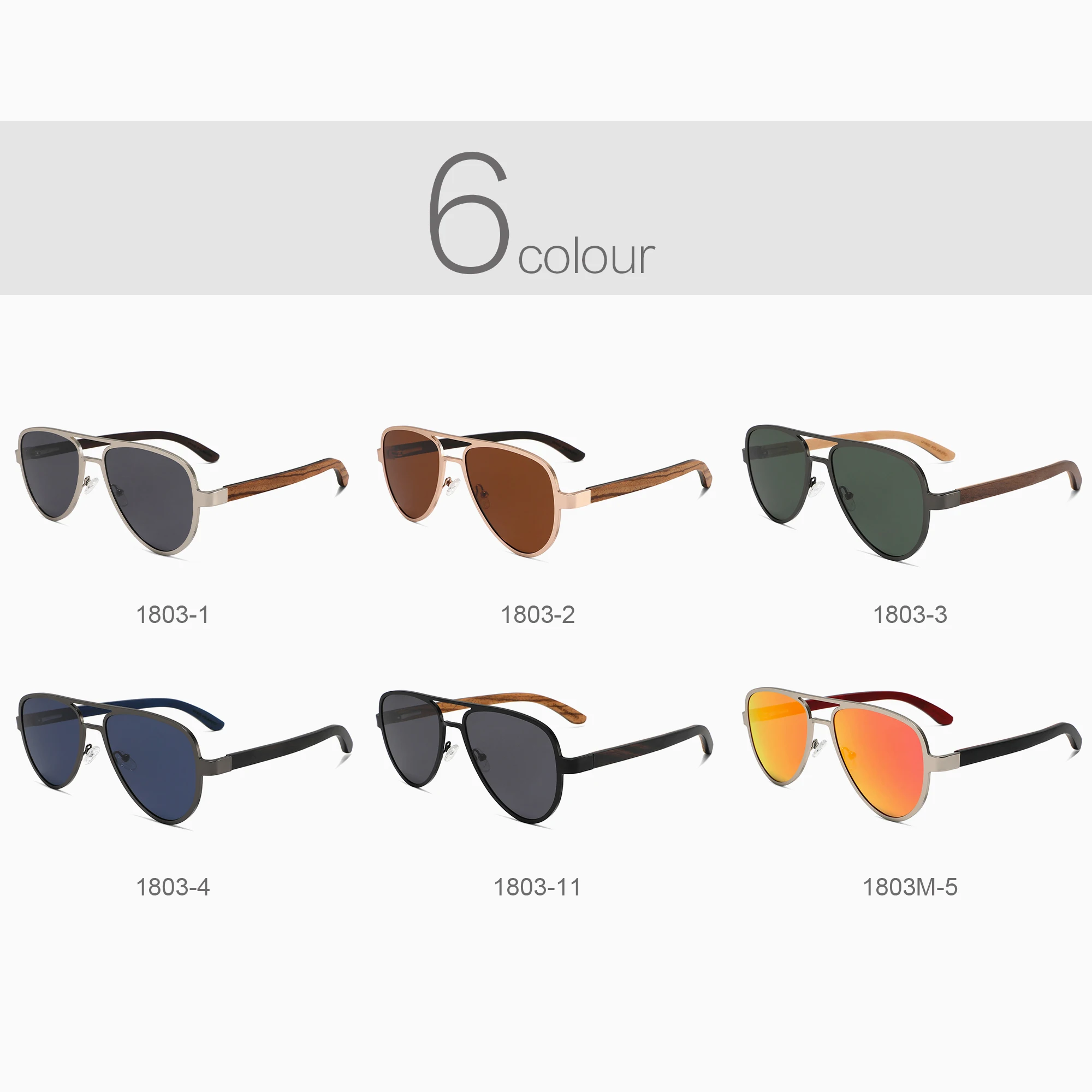 Wood Temple Polarized Retro Sunglasses