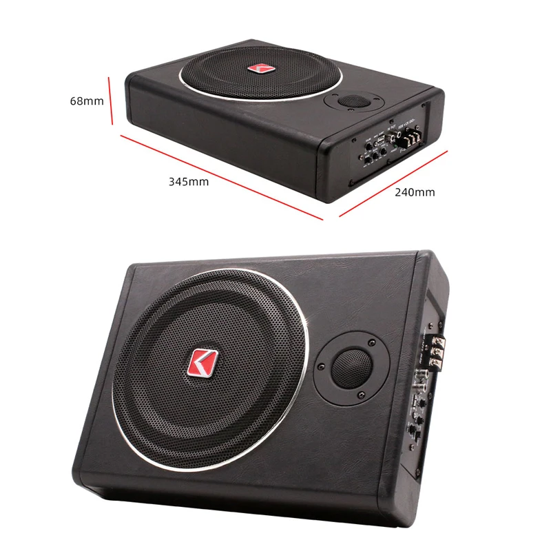 8 Inch Slim Powered Subwoofer - 600W Under Seat Car/Truck Sub With Amplifier