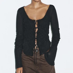 Wisrise Fashion Factory New Design Sexy Elegant Style Women's Black Ruched U Neck Slim Fit Long Sleeve Blouses