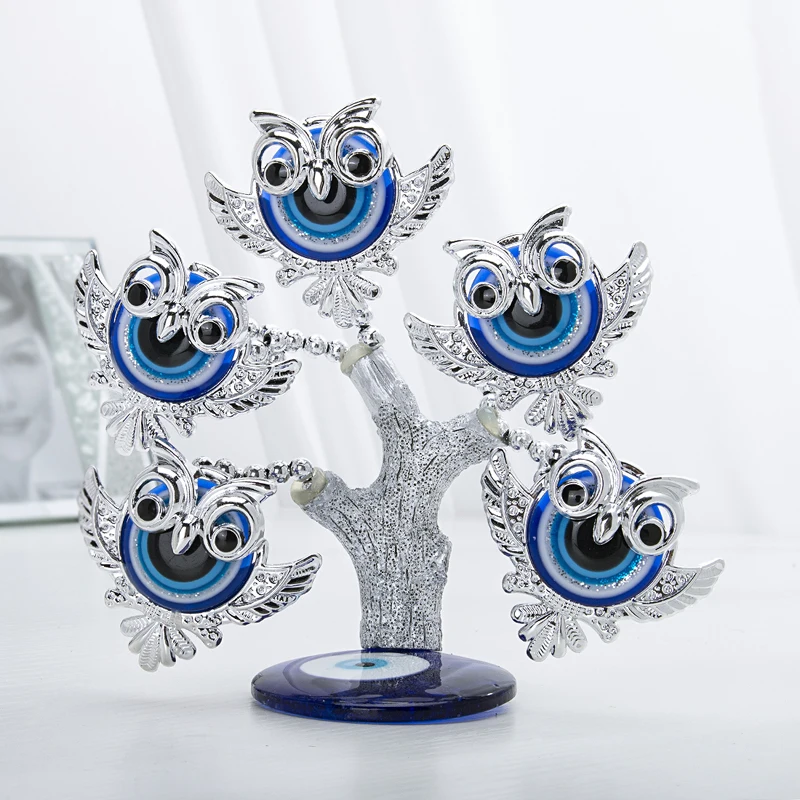 Feng Shui 4" Blue Evil Cat's Eye Money Tree Lucky Tree Gift Home Decor US Seller 