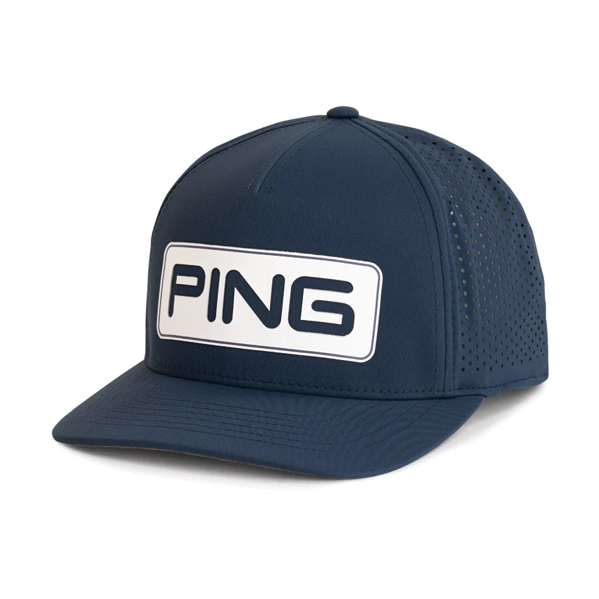 Custom Logo Laser Cut Perforated Golf Hat Structured Snapback Ping Cap