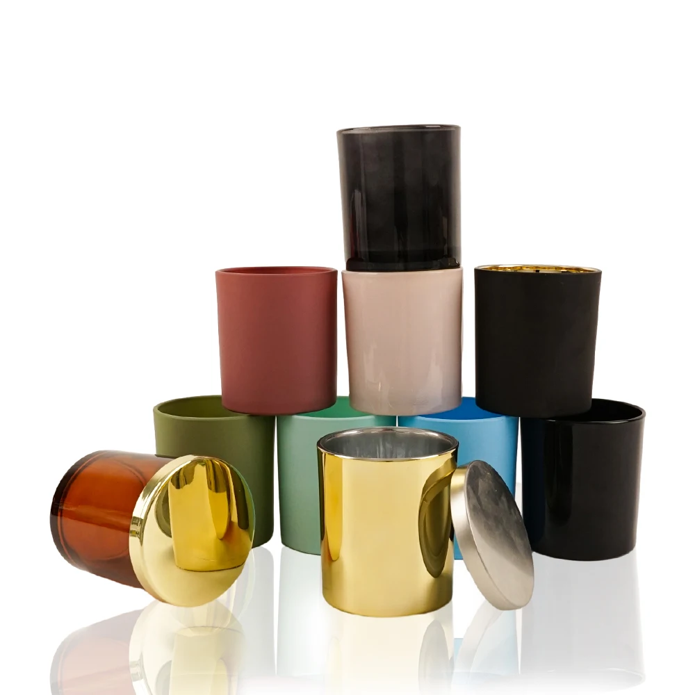 4Oz 8Oz 10Oz 12Oz 16Oz 230Ml 320Ml 500M Custom Logo Color Clear Colored Glass Candle  Jar With Wooden Lid