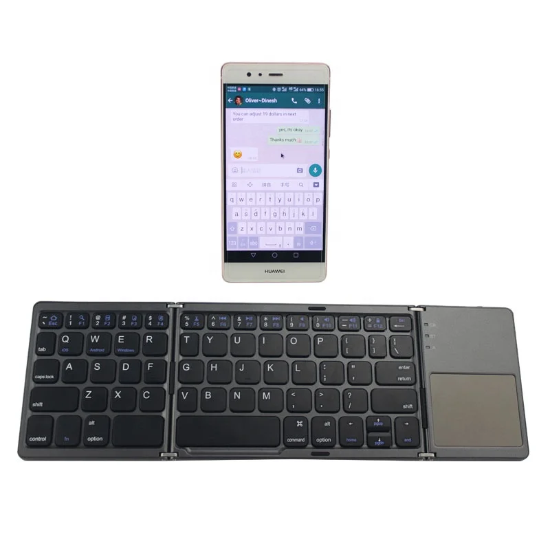 Small Foldable for Bluetooth Keyboard Mouse with Touchpad White Silver for Smartphones Tablets PCs-New Interface