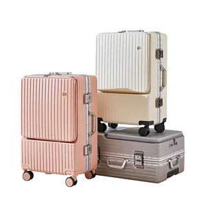 custom logo New Front Semi-open Neoprene 26-inch Trolley Suitcase Universal Wheel High-value Multi-function Combination Lock Leisure Travel