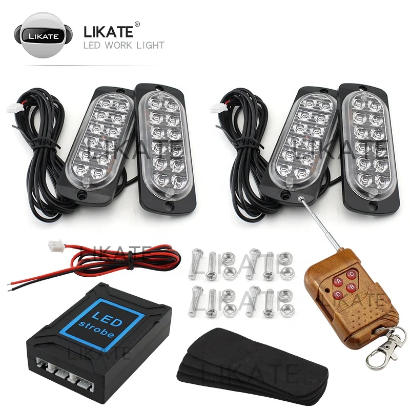 12led Dual Row Led Flash Light Surface Mount Super Slim Side Light Flashing Strobe Led Warning Light