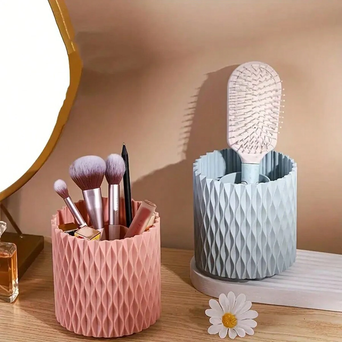360 Degree Rotating Circular Storage Box Multi Functional Makeup Brush Holder Circular Pencil Case