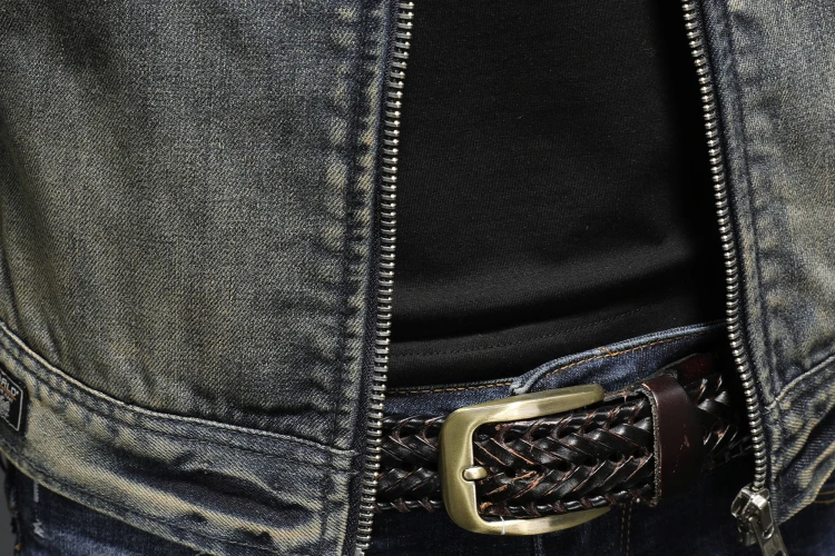 Trendy Spring Autumn Denim Tops Men's Personality Stand Collar Zipper Men Jean Jacket_voghion.com