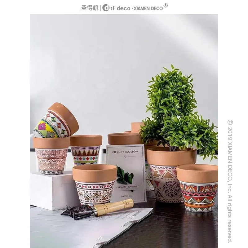 Wholesale Home Garden Decoration Italian Terracotta Flower Pots Custom Succulent Cactus Plant Pot Clay Shallow Planters