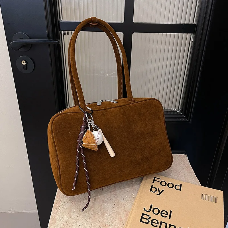 Popular Design Fashion Retro Design Women's Handbag Suede Leisure Travel Shoulder Mini Tote Bag in Stock