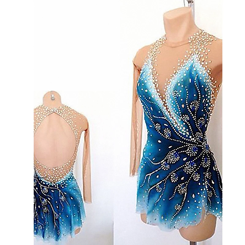LIUHUO Rhythmic Gymnastics Leotards Peacock Patterns Long Sleeve Rhythmic Gymnastics Leotards