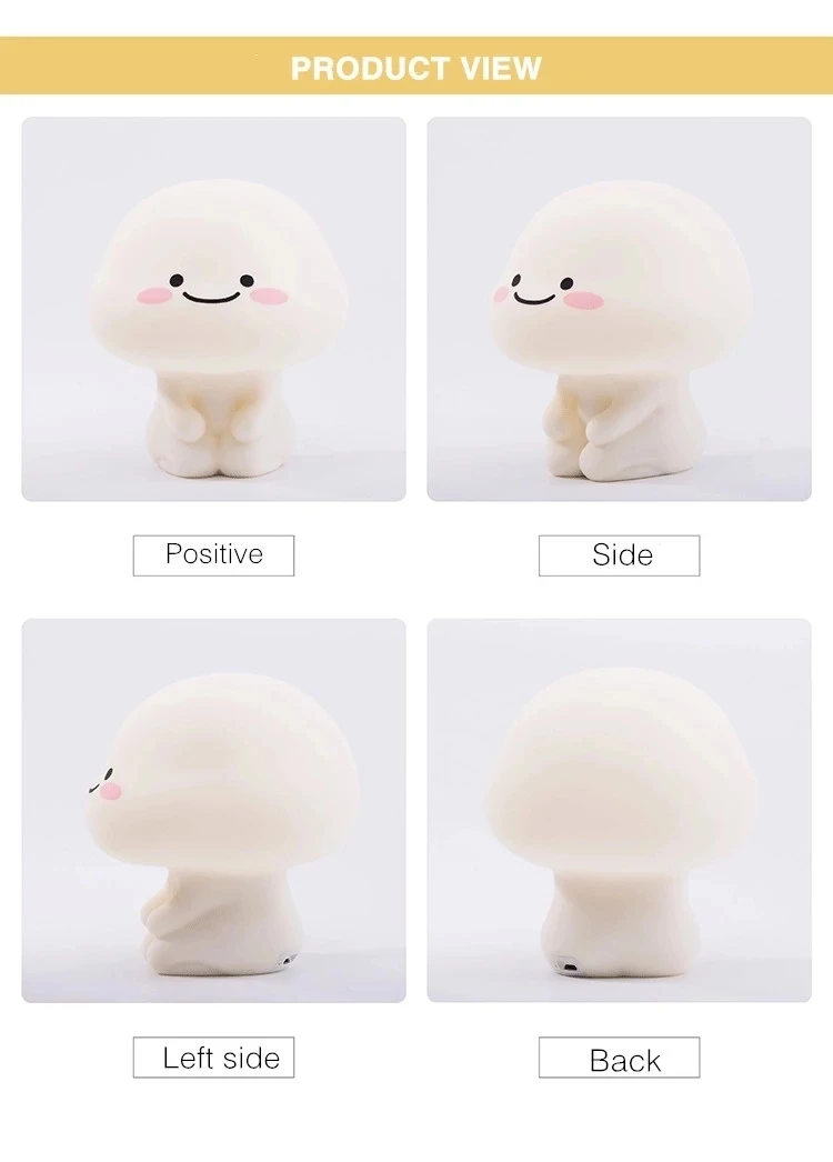Rechargeable Cute Led Quby Night Sleep Light Lamp Smiley Baby Silicone Pat Night Light for Kids Room