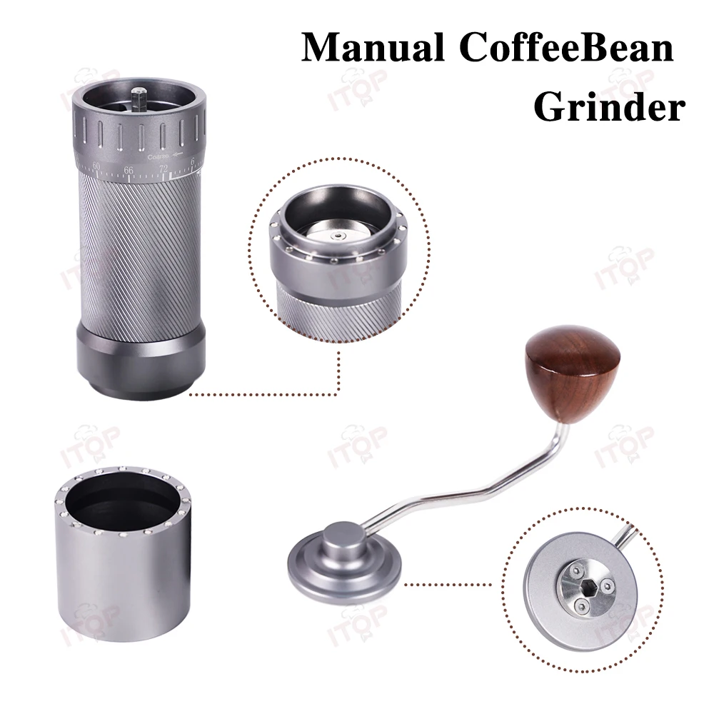 Itop Manual Coffee Bean Grinder Adjustable Stainless Steel Portable Coffee Grinder