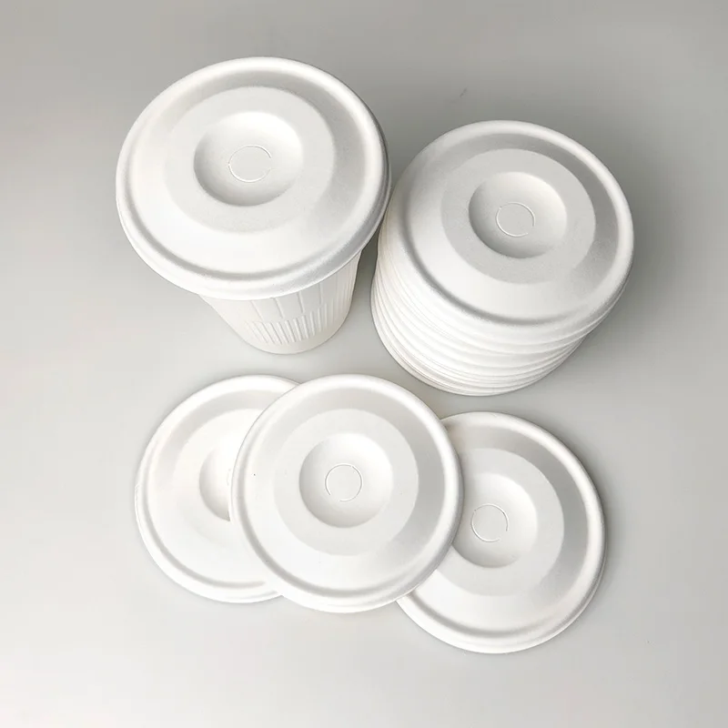 20 Oz Bagasse 100% Biodegradable Paper Cup Lids 90mm White Disposable Coffee Cups Lid
