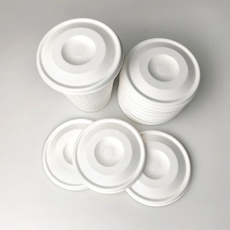 Cup Dispenser Pet Lid Custom Size Flat For Coffee Biodegradable Bagasse Dome Lids 90mm