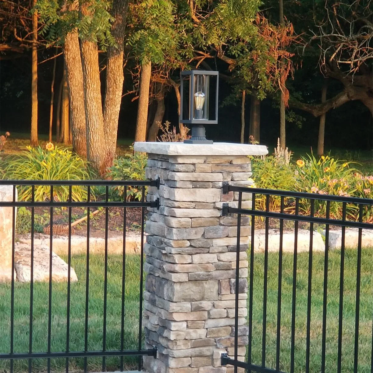 Modern Exterior Pillar Lamp With 3-inch Pier Mount Base,Sand Textured ...