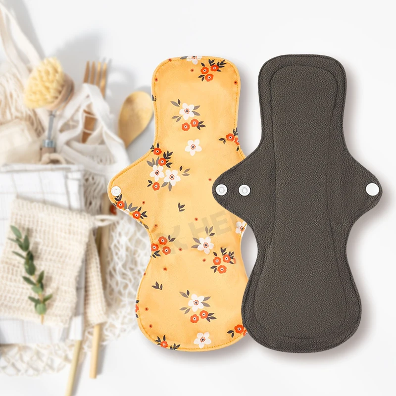 Feminine Period Pad Menstruation Bamboo Charcoal Fiber Cotton Reusable