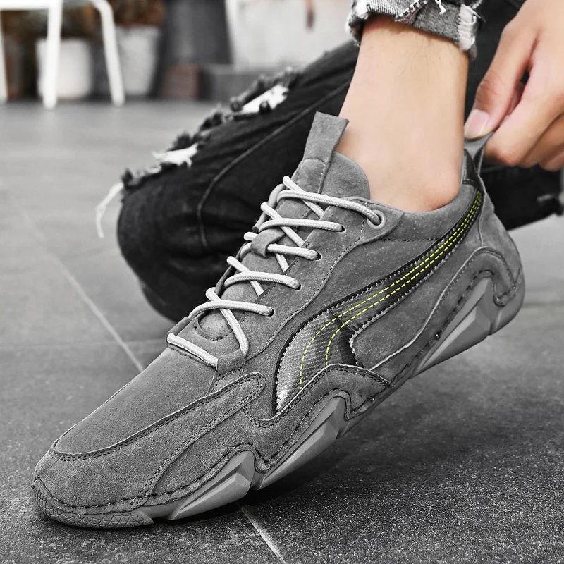 Men's casual shoes outdoor men's shoes new handmade large size stitching all-match business leather shoes men