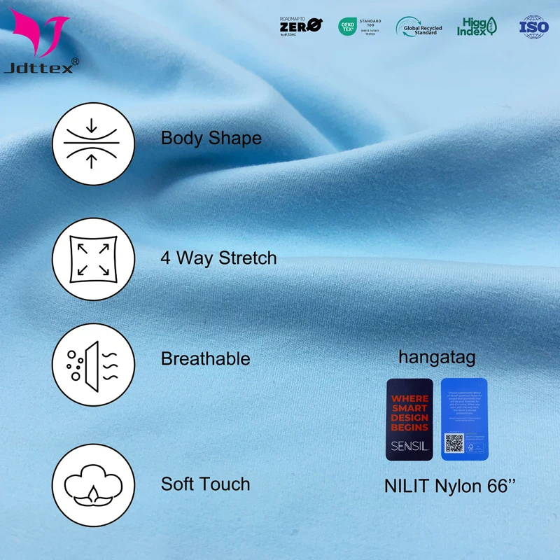 Oeko-tex Certified Nylon66 Spandex Brushed Four Way Stretch Moisture Wicking Sports Wear Fabric details