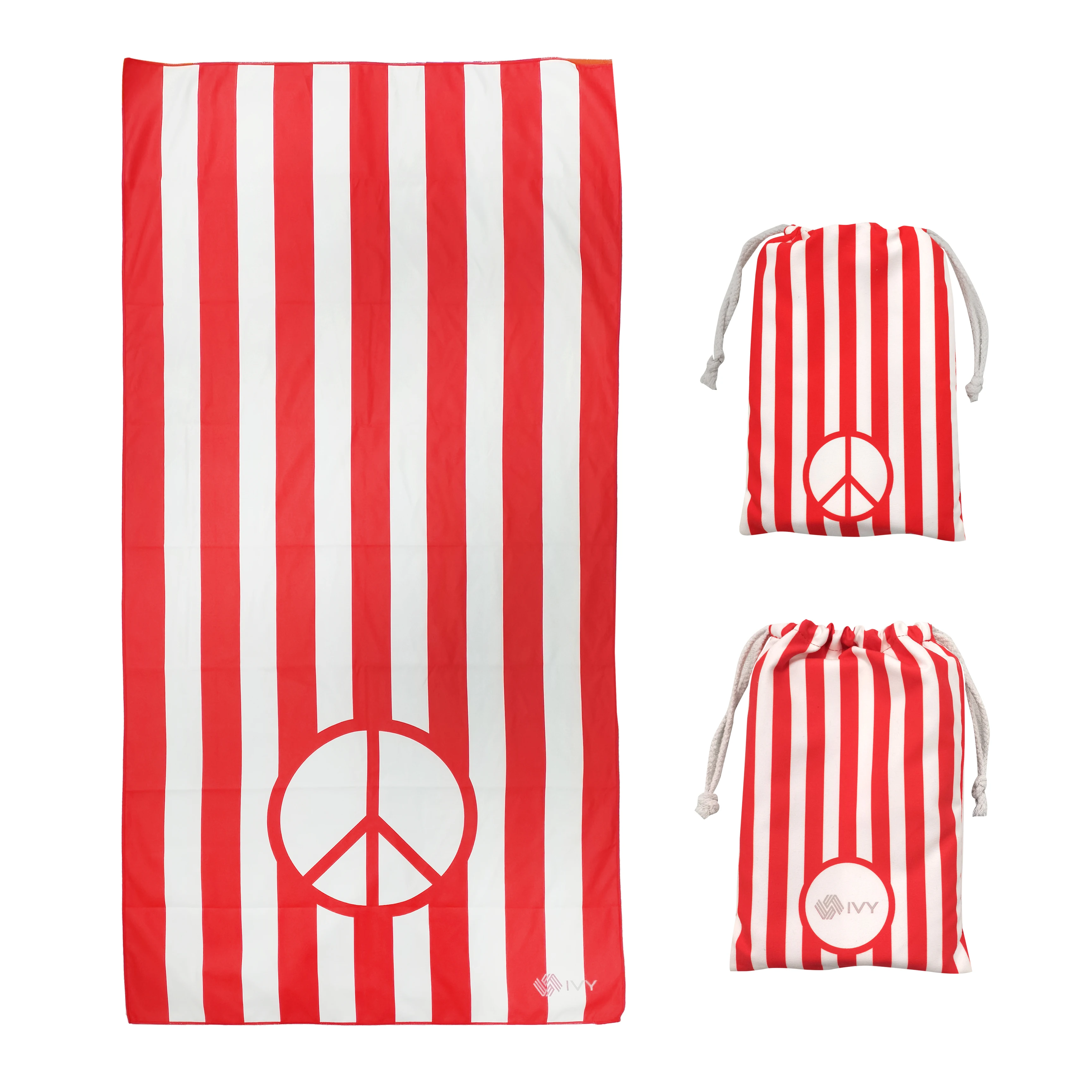 Wuxi Ivy Textile Sublimation Stripe Quick Dry Recycled Microfiber Anti Sand Free Pool Swimming Beach Towels with Custom Print